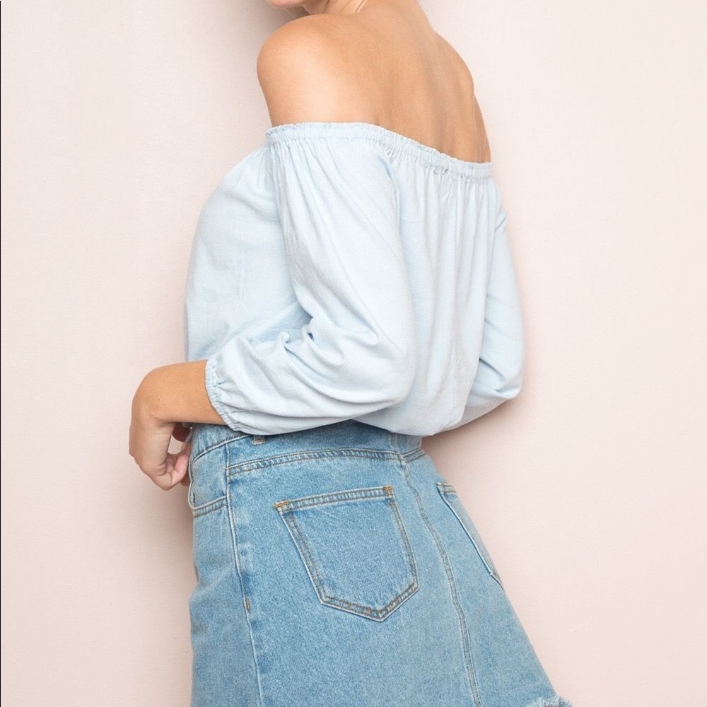 Brandy Melville Light Blue Off Shoulder Maura